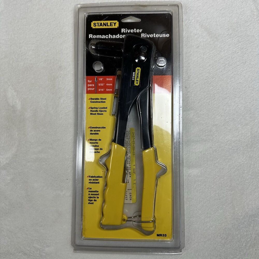 Vintage Stanley MR33 Hand Riveter Rivet Tool NOS Sealed 1/8” 5/32” 3/16” Taiwan